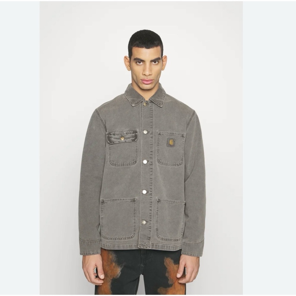 Carhartt WIP Michigan chore coat in black faded